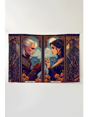 Charmbi The Witcher  Yatay Duvar Örtüsü – Büyük Boy Tapestry Duvar Halısı, Oyun Anime Film Oda Dekor