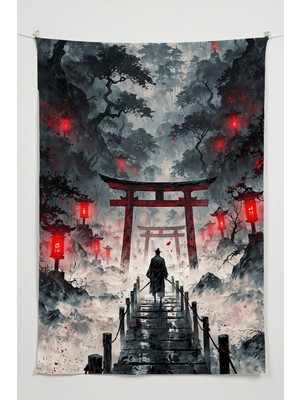 Charmbi Samuray Son Yürüyüş Duvar Örtüsü – Büyük Boy Tapestry Duvar Halısı, Oyun Anime Film Oda Dekor