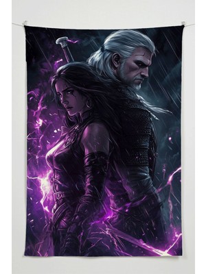 Charmbi The Witcher  Duvar Örtüsü – Büyük Boy Tapestry Duvar Halısı, Oyun Anime Film Oda Dekor