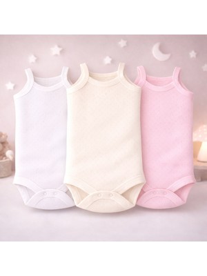 Novibaby 3'lü Jakarlı Bebek Body Zıbın 100% Pamuk Ekstra Yumuşak Hava Alan Kumaş