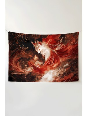 Charmbi Kızıl Tilki Yatay Duvar Örtüsü – Büyük Boy Tapestry Duvar Halısı, Oyun Anime Film Oda Dekor