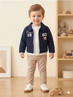 Vavbaby Erkek Çocuk Kolej Temalı 3’lü Kombin Set Lacivert