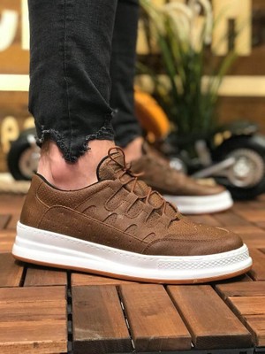 Roof Atelier Erkek Taba Delikli Tasarımlı Bağcıklı Spor Ayakkabı - 040 - Cbt C-Rey