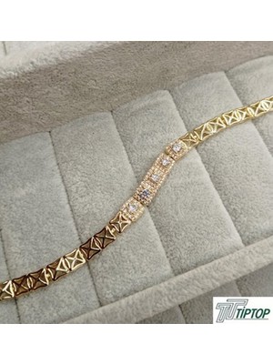 Gold Renk Zirkon Taşlı Bileklik