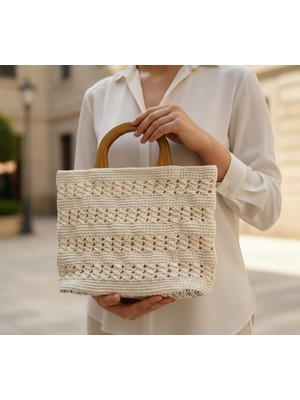 Makrome El Örgüsü Özel Tasarım Bej El Çantası Bej