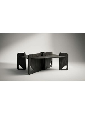 Praktura Craft Siyah Ahşap Orta Sehpa, Salon Sehpası, 60X80X45 Portatif Sehpa