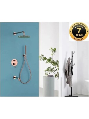 Kapadokya Style Banyo Bataryası Duş Seti Ankastre Rose Yeni Model Sıva Altı Dahil 3 Yollu İthal 7 Yıl Garantili