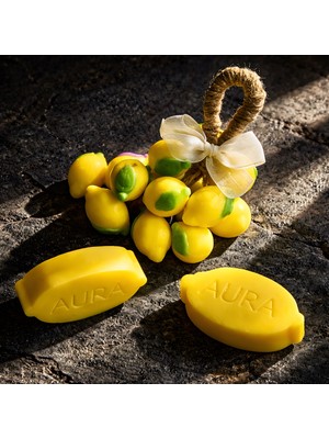 Aura Limon Tasarımlı Dekoratif Sabun – Ferah Limon Kokulu El Yapımı Banyo & Dekor Sabunu 3'lü Set