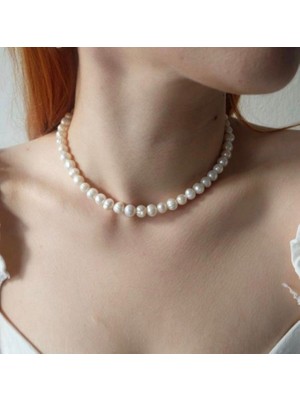 Taşmir Sertifikalı Choker Doğal Inci Kolye - Altın Kaplama Aparatlar