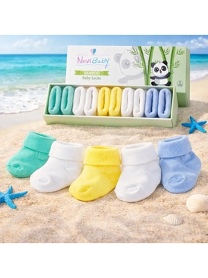 Novibaby 5'li Bambu Yenidoğan Bebek Çorap I Summer Boy I Kız Erkek Bebek Çorabı