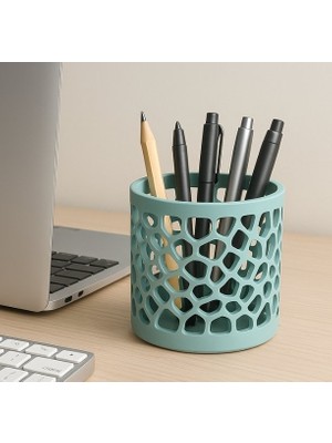 Modern Voronoi Tasarım Masa Üstü Kalemlik - 3D Yazıcı Üretimi Geometrik Ofis Düzenleyici ve Kalem Organizer