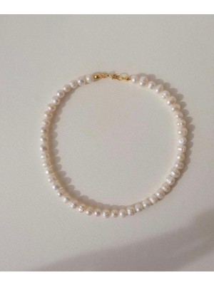 Taşmir Sertifikalı Choker Doğal Inci Kolye - Altın Kaplama Aparatlar