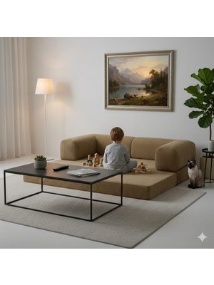 Herev Koltuk 160X160 Modüler Köşe Takımı Yıkanabilir Kadife  Kumaş L Köşetakımı Sünger Kanepe Yataklı Koltuk