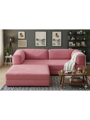 Herev Koltuk 160X160 Modüler Köşe Takımı Yıkanabilir Kadife  Kumaş L Köşetakımı Sünger Kanepe Yataklı Koltuk