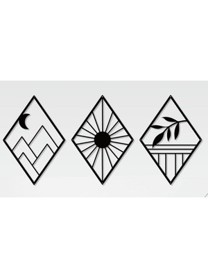 💎 Sscnc | Modern Geometrik 3'lü Mdf Tablo Seti