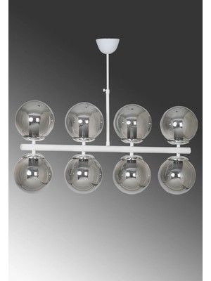 Class Aydınlatma Abajur Modern Tasarım 8li Füme Glop Camlı Avize