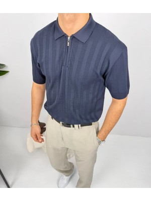 BlackNorth Polo Yaka Yarım Fermuar Triko Tişört