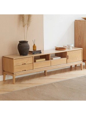 Wooden Decoration Evora Tv Ünitesi Masif Ahşap