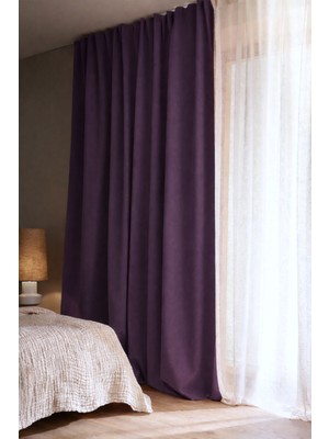 Ran Perde Blackout Fon Perde - Patlıcan Moru - Pilesiz Düz Dikim - PM47