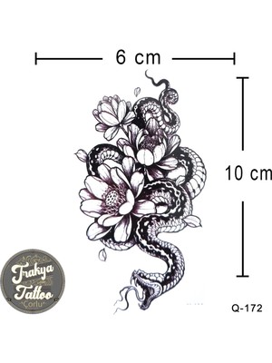 Trakya Tattoo 1-2 Hafta Kalıcı Geçici Minimal Çiçek Yılan Dövmesi