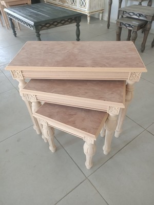 Çınar Mobilya Zigon Sehpa Takım & Ağaç Üretim & Boyasız Ham & Çınar Design & Oymalı