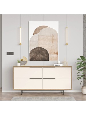 L'occi Concept Leena 160CM Konsol 4 Kapaklı Metal Ayaklı Sepet-Beyaz La3-Sw