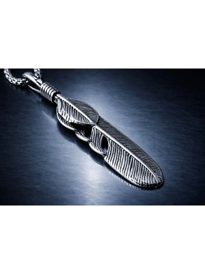 Vikings Gümüş Renk Paslanmaz Çelik Kartal Kanat Tüy Kolye