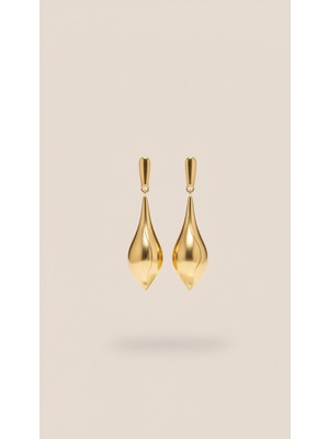 Lune Design Damla Model Sallantılı Altın Rengi Çelik Küpe