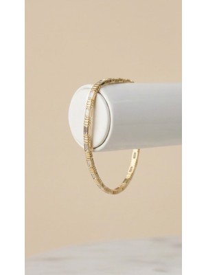 Lune Design Altın Rengi Baget Kesim Taşlı Modern Çelik Bileklik
