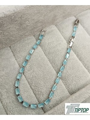 Kristal Taşlı Açık Mavi Bileklik