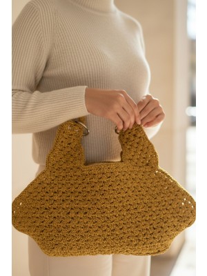 Home Mum Ipi El Örgüsü Hardal Özel Tasarım El Çantası