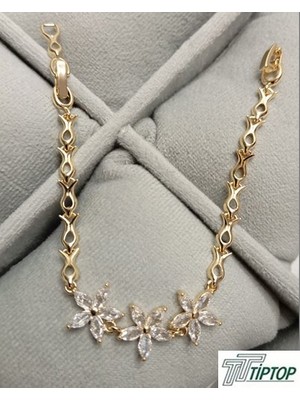 Çiçek Figürlü Zirkon Taşlı Bileklik