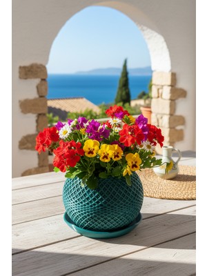 Fılamentim Floranti Luminara Örgü Tasarım Dekoratif Saksı 135X135X120MM NO.1003.10.Y-18-T