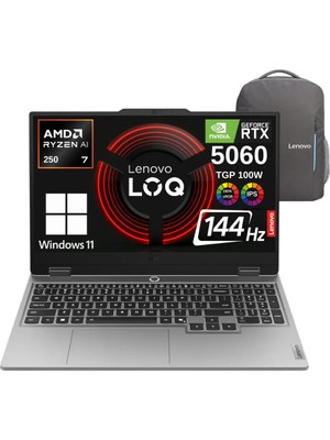 Lenovo Loq 15AHP10WZ6 Aı Amd Ryzen7 250 12GB 512GB RTX5060 (100WATT) Fhd 15.6 IPS 144Hz Windows 11 Home Gaming Taşınabilir Bilgisayar - Lenovo Çanta