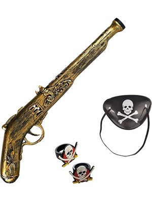 Go İthalat Sepetopia -Oyuncak Korsan Tabancası Korsan Maskesi ve 2 Adet Korsan Yüzüğü Seti (5534)