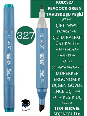 Art-x Çift Taraflı Profesyonel Çizim Kalemi Kalıcı Mürekkep Üçgen Gövde Ince Uç 1 mm Kesik Uç 2-6mm Sketch