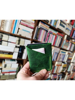 Mahfuz Hakiki Deri Tamamen El Emeği Minimalist Cüzdan Kartlık 9,5x7 cm  NLU378