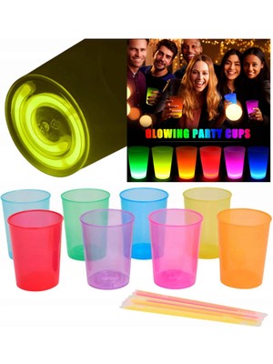 Go İthalat Sepetopia -Karanlıkta Yanan Gece Işığı Mega Glow Bardaklar 8 Adet 8.5 x 10.5 cm (5534)