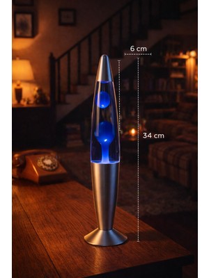 Biton Toptan  Lav Lambası 34,5 cm – Mavi Atmosfer Işığı, Dekoratif Gece Lambası, Konsept Lamba Aydınlatma