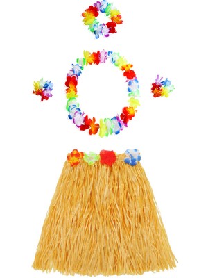 Go İthalat Sepetopia -Luau Aloha Hawaii Kolye Etek Taç ve Bileklik Seti Turuncu (5534)
