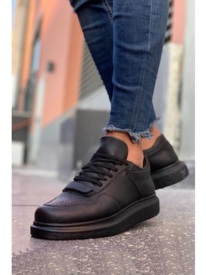 Roof Atelier Erkek Siyah Bağcıklı ve Cırt Cırt Detaylı Spor Ayakkabı - 073 - Cst Flatline