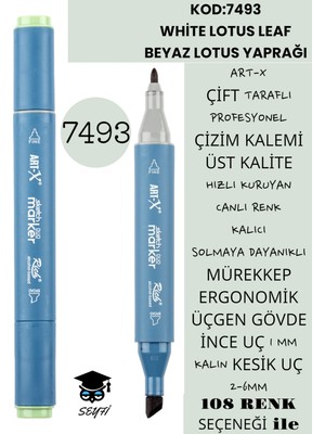 Art-x Çift Taraflı Profesyonel Çizim Kalemi Kalıcı Mürekkep Üçgen Gövde Ince Uç 1 mm Kesik Uç 2-6mm Sketch