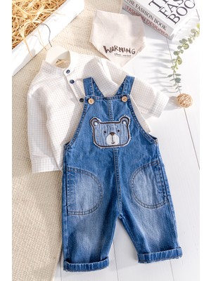 Babymod Denim 3'lü Erkek Bebek Salopet Kot Tulum Takım