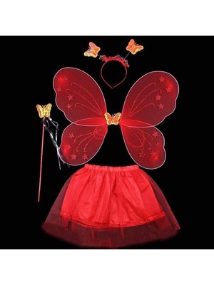 Go İthalat Sepetopia -Kırmızı Kelebek Kostümü - Kırmızı Kelebek Kostüm Aksesuar Seti 4 Parça (5534)