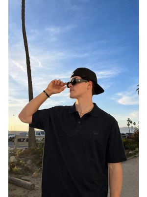 Damga Erkek Pamuklu Trend Siyah Polo Yaka T Shirt