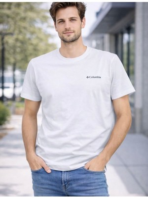 Aura Boutique Moda Erkek  Logo Baskılı Bisiklet Yaka Kısa Kollu Basic Tişört