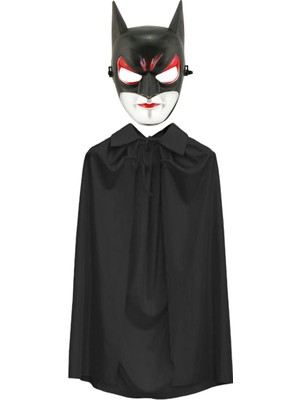 Go İthalat Sepetopia -Batman Maskesi Cat Woman ve Batman Pelerini 90 cm Siyah Renk Set (5534)