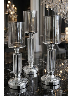 Leylart Matmazel 3 Lü Şamdan Gümüş