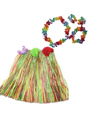 Go İthalat Sepetopia -Luau Aloha Hawaii  Kolye Etek Taç ve Bileklik Seti (5534)