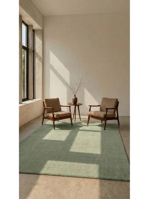 Halı Special Mest Yeşil Premium Kadifemsi Halı Oturma Odası-Salon-Mutfak-Kaymaz Taban -Yıkanabilir-Modern